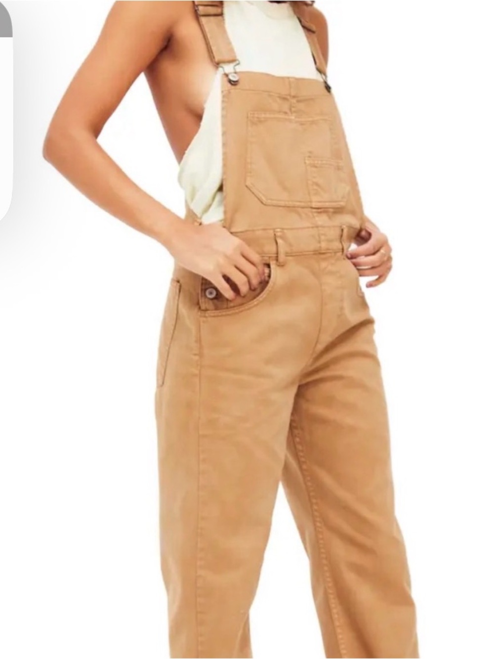 We the free Ziggy Women's Tan Canvas Overall Jeans Medium